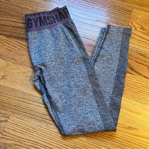 Gymshark gray with purple logo waistband leggings